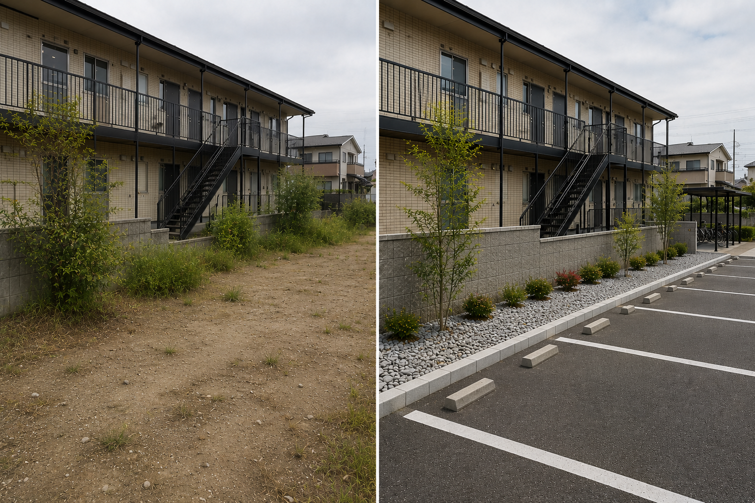 賃貸オーナー必見！アパート・マンションの雑草対策を「コスト」から「投資」に変える外構戦略