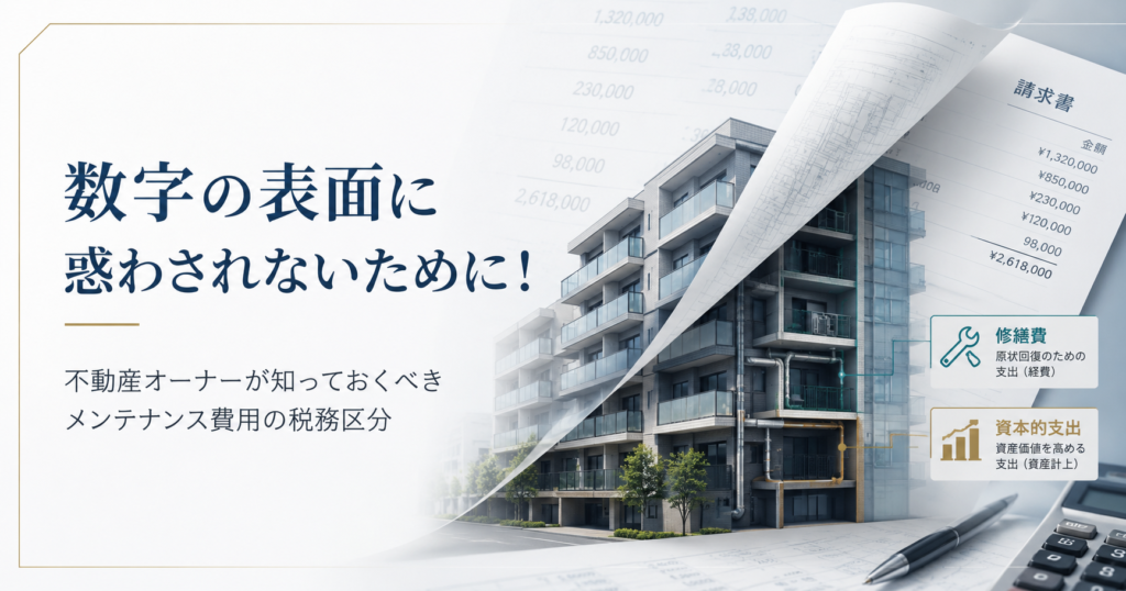 数字の表面に惑わされないために！～不動産オーナーが知っておくべきメンテナンス費用の税務区分～