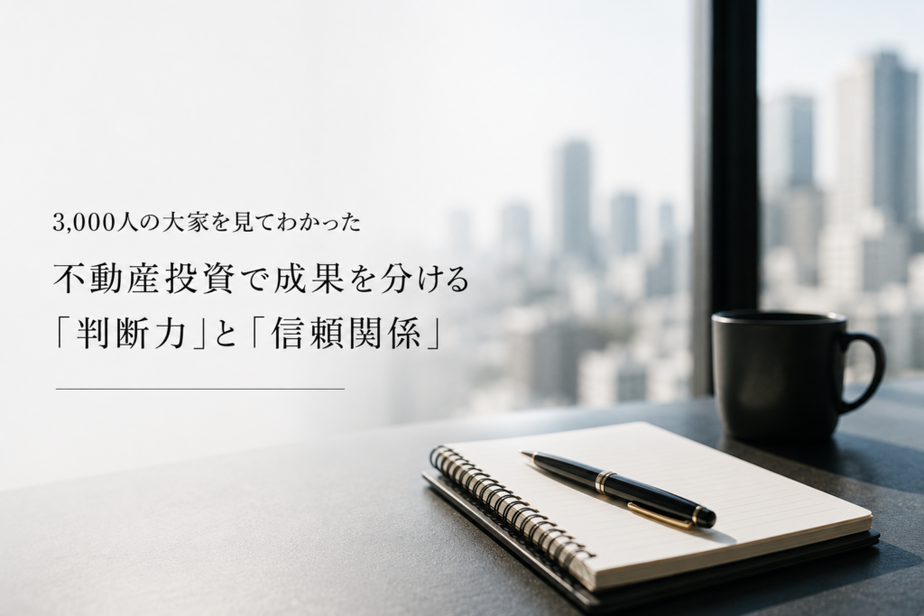 3,000人の大家を見てわかった 不動産投資で成果を分ける「判断力」と「信頼関係」